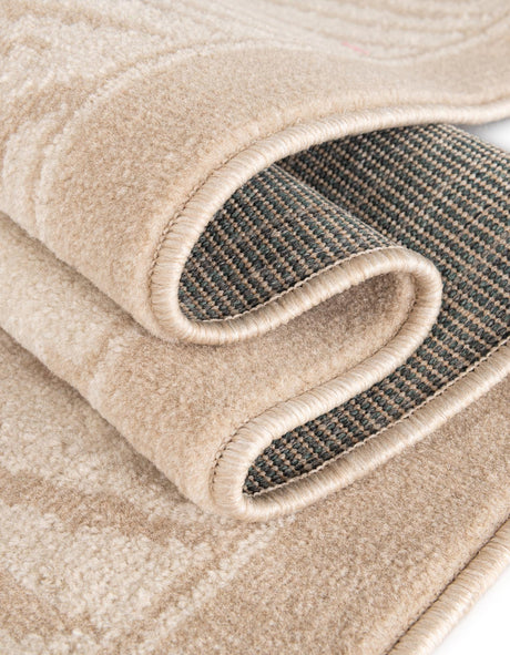 Beige and Ivory 7' 10 x 7' 10 Wildlife Round Area Rug Animal Print Safari Jungle Inspired Carpet for Unique Modern Interior Design for Sale at Rug Engine