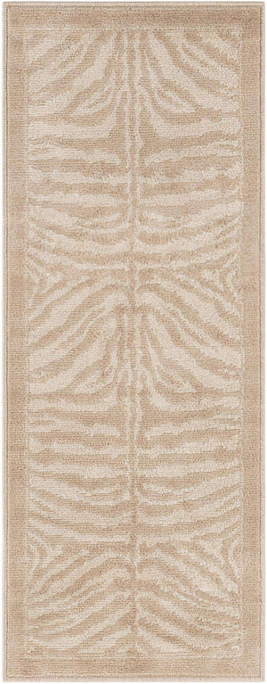Beige and Ivory 2' x 5' 1 Wildlife Runner Area Rug Animal Print Safari Jungle Inspired Carpet for Unique Modern Interior Design for Sale at Rug Engine