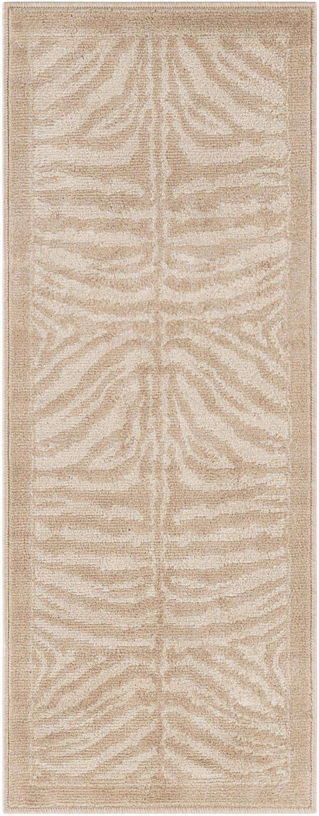 Beige and Ivory 2' x 5' 1 Wildlife Runner Area Rug Animal Print Safari Jungle Inspired Carpet for Unique Modern Interior Design for Sale at Rug Engine