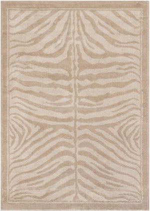 Beige and Ivory 5' 1 x 7' 1 Wildlife Rectangle Area Rug Animal Print Safari Jungle Inspired Carpet for Unique Modern Interior Design for Sale at Rug Engine