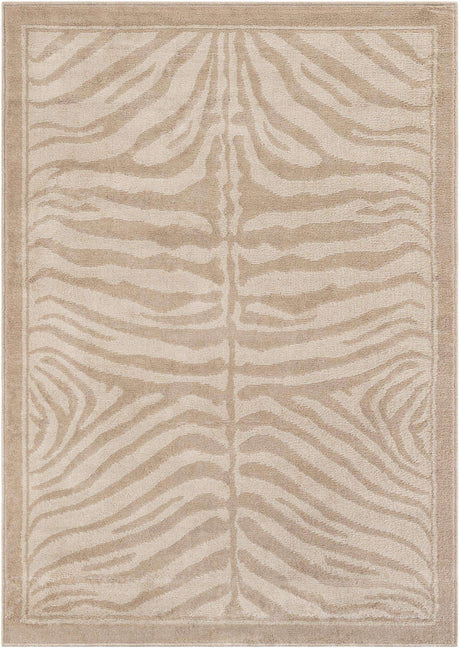 Beige and Ivory 5' 1 x 7' 1 Wildlife Rectangle Area Rug Animal Print Safari Jungle Inspired Carpet for Unique Modern Interior Design for Sale at Rug Engine