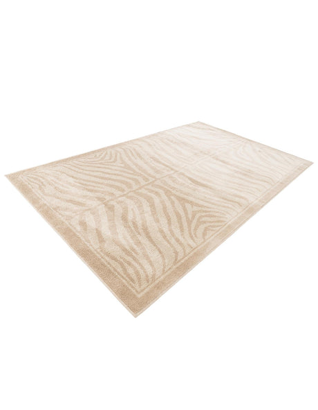 Beige and Ivory 5' 1 x 8' Wildlife Rectangle Area Rug Animal Print Safari Jungle Inspired Carpet for Unique Modern Interior Design for Sale at Rug Engine