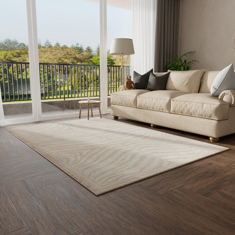 Beige and Ivory 7' 10 x 10' Wildlife Rectangle Area Rug Animal Print Safari Jungle Inspired Carpet for Unique Modern Interior Design for Sale at Rug Engine