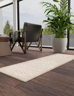 Beige and Ivory 2' 7 x 10' Wildlife Runner Area Rug Animal Print Safari Jungle Inspired Carpet for Unique Modern Interior Design for Sale at Rug Engine