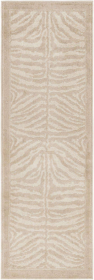 Beige and Ivory 2' x 6' 1 Wildlife Runner Area Rug Animal Print Safari Jungle Inspired Carpet for Unique Modern Interior Design for Sale at Rug Engine