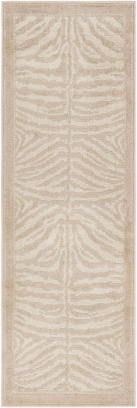 Beige and Ivory 2' x 6' 1 Wildlife Runner Area Rug Animal Print Safari Jungle Inspired Carpet for Unique Modern Interior Design for Sale at Rug Engine