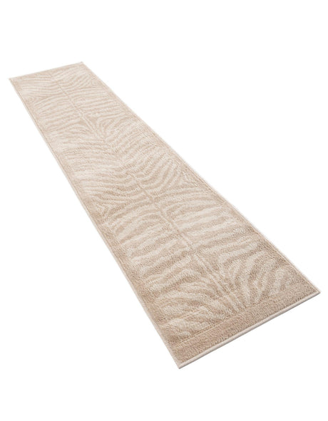 Beige and Ivory 2' x 8' Wildlife Runner Area Rug Animal Print Safari Jungle Inspired Carpet for Unique Modern Interior Design for Sale at Rug Engine
