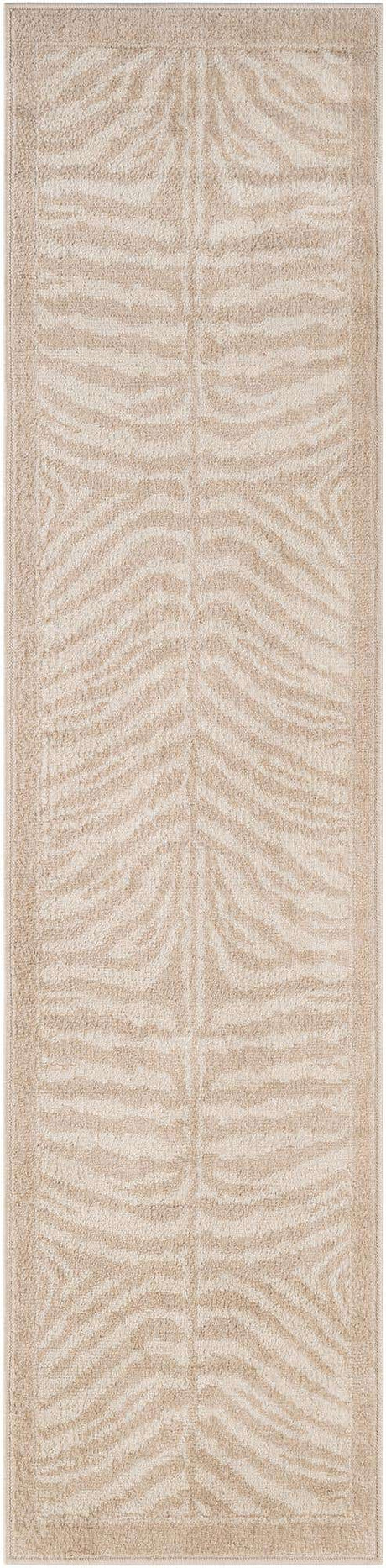 Beige and Ivory 2' x 8' Wildlife Runner Area Rug Animal Print Safari Jungle Inspired Carpet for Unique Modern Interior Design for Sale at Rug Engine