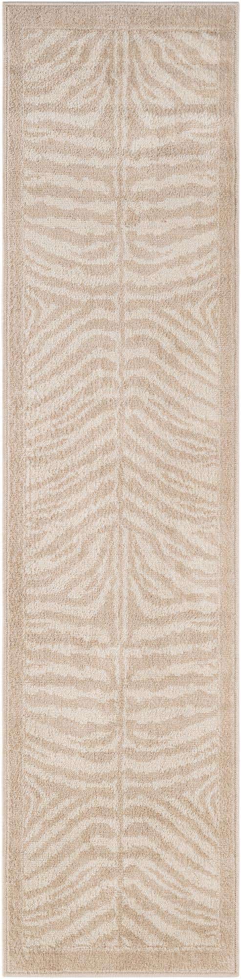 Beige and Ivory 2' x 8' Wildlife Runner Area Rug Animal Print Safari Jungle Inspired Carpet for Unique Modern Interior Design for Sale at Rug Engine