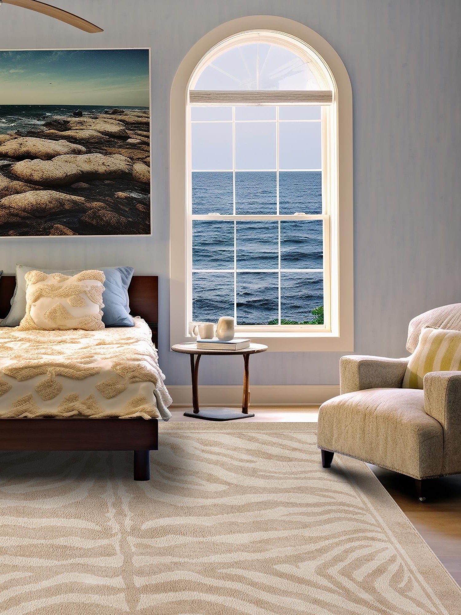 Beige and Ivory 10' x 10' Wildlife Square Area Rug Animal Print Safari Jungle Inspired Carpet for Unique Modern Interior Design for Sale at Rug Engine