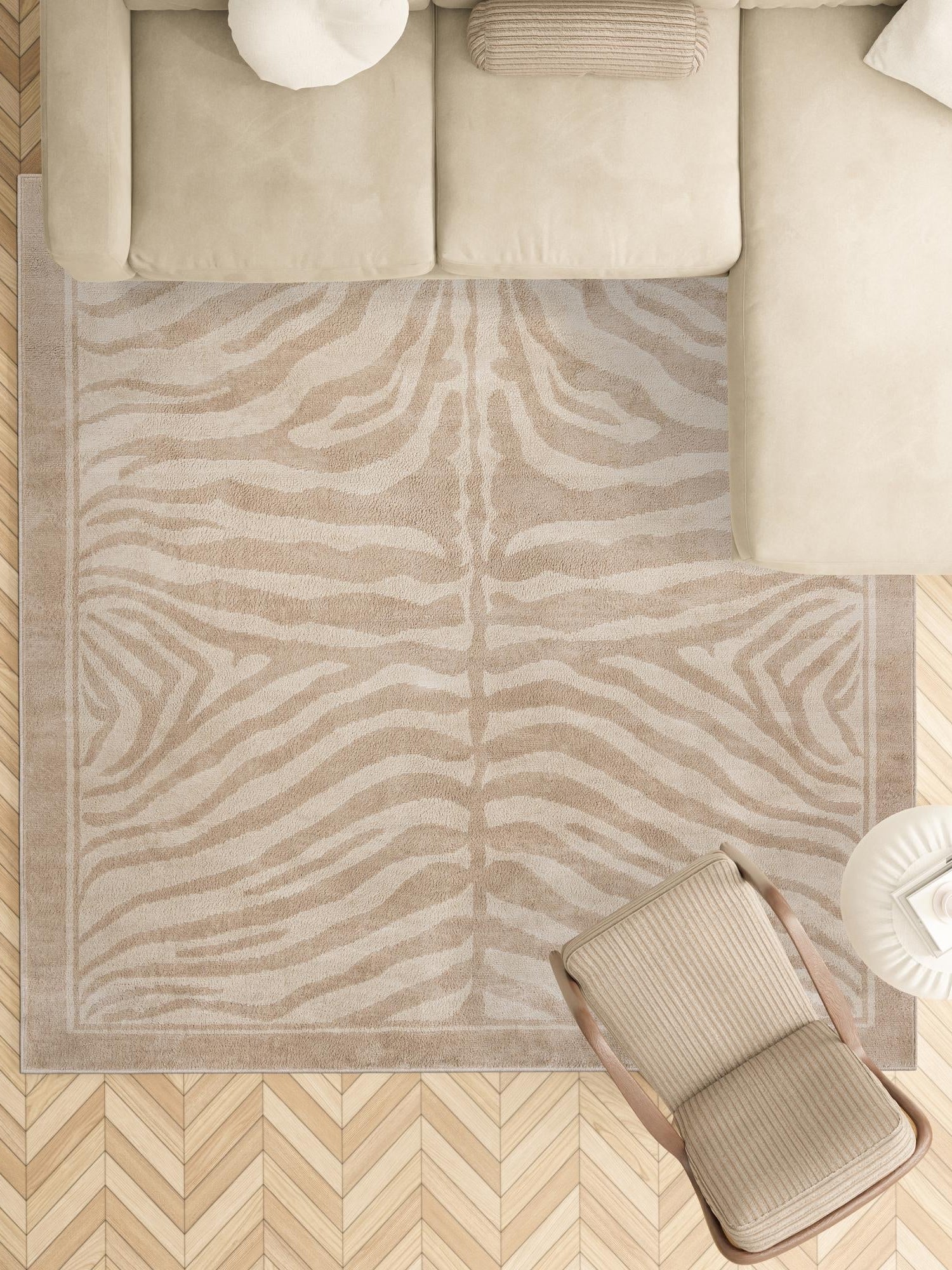 Beige and Ivory 10' x 10' Wildlife Square Area Rug Animal Print Safari Jungle Inspired Carpet for Unique Modern Interior Design for Sale at Rug Engine