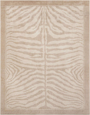 Beige and Ivory 7' 10 x 10' Wildlife Rectangle Area Rug Animal Print Safari Jungle Inspired Carpet for Unique Modern Interior Design for Sale at Rug Engine
