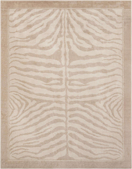 Beige and Ivory 7' 10 x 10' Wildlife Rectangle Area Rug Animal Print Safari Jungle Inspired Carpet for Unique Modern Interior Design for Sale at Rug Engine