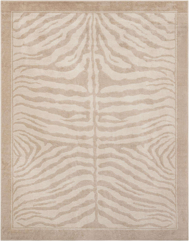 Beige and Ivory 7' 10 x 10' Wildlife Rectangle Area Rug Animal Print Safari Jungle Inspired Carpet for Unique Modern Interior Design for Sale at Rug Engine