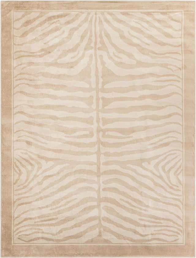 Beige and Ivory 9' x 12' Wildlife Rectangle Area Rug Animal Print Safari Jungle Inspired Carpet for Unique Modern Interior Design for Sale at Rug Engine