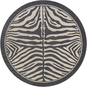 Gray and Ivory 10' x 10' Wildlife Round Area Rug Animal Print Safari Jungle Inspired Carpet for Unique Modern Interior Design for Sale at Rug Engine
