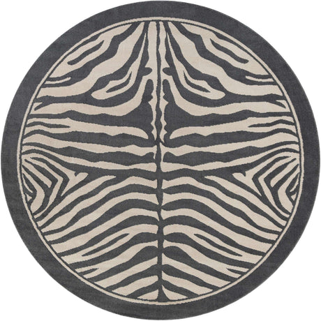 Gray and Ivory 10' x 10' Wildlife Round Area Rug Animal Print Safari Jungle Inspired Carpet for Unique Modern Interior Design for Sale at Rug Engine