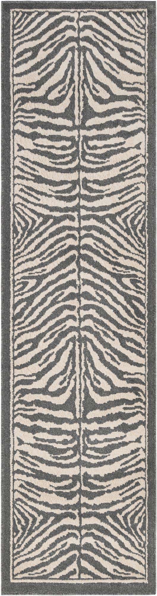 Gray and Ivory 2' 7 x 10' Wildlife Runner Area Rug Animal Print Safari Jungle Inspired Carpet for Unique Modern Interior Design for Sale at Rug Engine