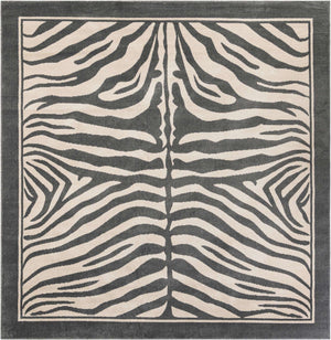 Gray and Ivory 10' x 10' Wildlife Square Area Rug Animal Print Safari Jungle Inspired Carpet for Unique Modern Interior Design for Sale at Rug Engine