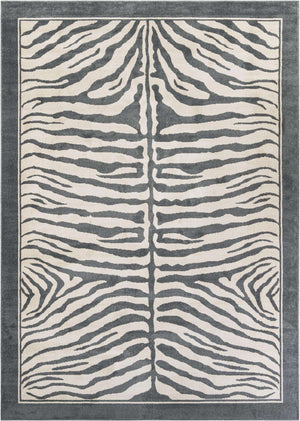 Gray and Ivory 10' x 14' 1 Wildlife Rectangle Area Rug Animal Print Safari Jungle Inspired Carpet for Unique Modern Interior Design for Sale at Rug Engine