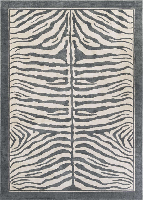 Gray and Ivory 10' x 14' 1 Wildlife Rectangle Area Rug Animal Print Safari Jungle Inspired Carpet for Unique Modern Interior Design for Sale at Rug Engine