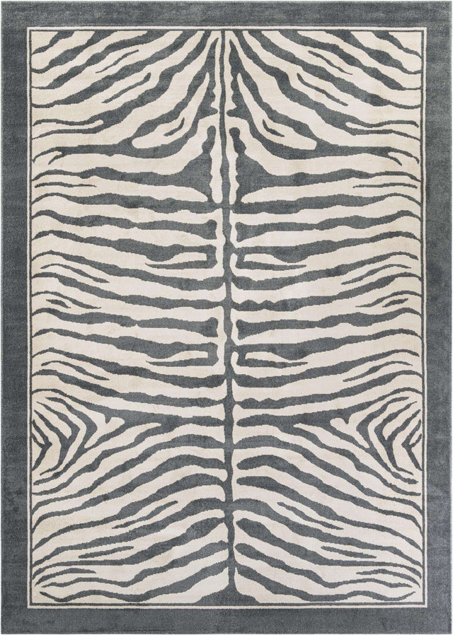 Gray and Ivory 10' x 14' 1 Wildlife Rectangle Area Rug Animal Print Safari Jungle Inspired Carpet for Unique Modern Interior Design for Sale at Rug Engine