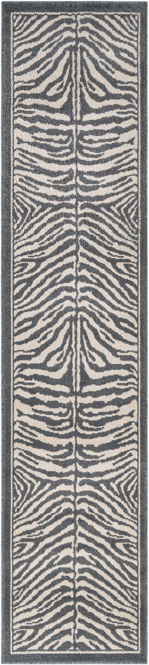 Gray and Ivory 2' 7 x 12' Wildlife Runner Area Rug Animal Print Safari Jungle Inspired Carpet for Unique Modern Interior Design for Sale at Rug Engine