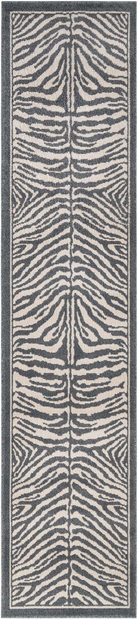 Gray and Ivory 2' 7 x 12' Wildlife Runner Area Rug Animal Print Safari Jungle Inspired Carpet for Unique Modern Interior Design for Sale at Rug Engine