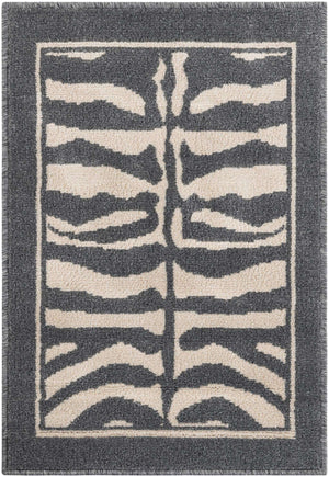 Gray and Ivory 2' x 3' 1 Wildlife Rectangle Area Rug Animal Print Safari Jungle Inspired Carpet for Unique Modern Interior Design for Sale at Rug Engine
