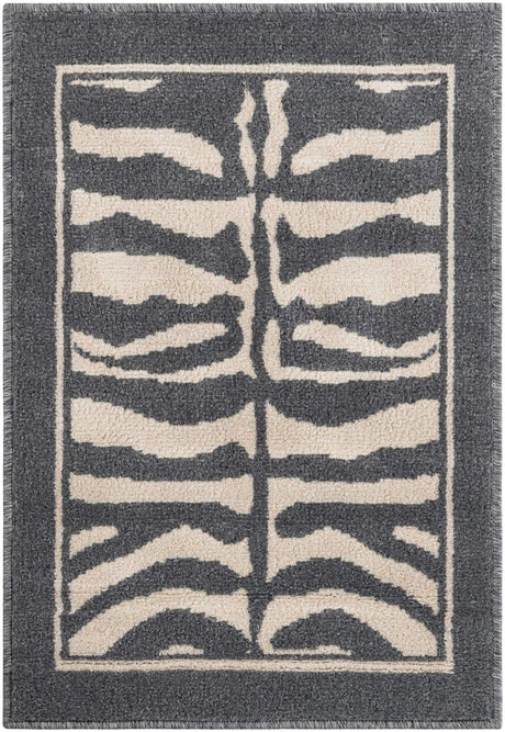 Gray and Ivory 2' x 3' 1 Wildlife Rectangle Area Rug Animal Print Safari Jungle Inspired Carpet for Unique Modern Interior Design for Sale at Rug Engine