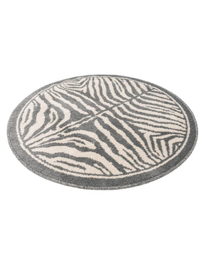 Gray and Ivory 3' 1 x 3' 1 Wildlife Round Area Rug Animal Print Safari Jungle Inspired Carpet for Unique Modern Interior Design for Sale at Rug Engine