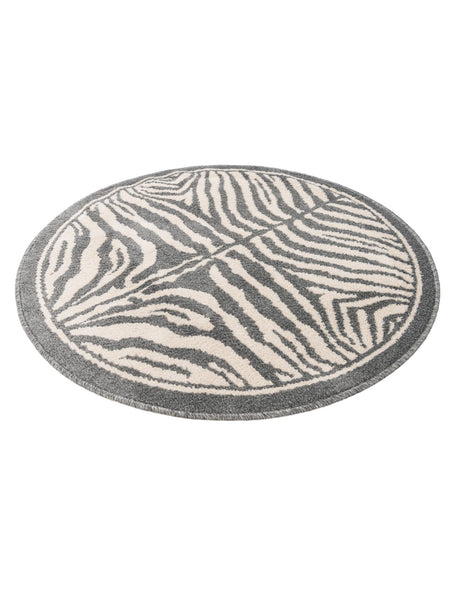 Gray and Ivory 3' 1 x 3' 1 Wildlife Round Area Rug Animal Print Safari Jungle Inspired Carpet for Unique Modern Interior Design for Sale at Rug Engine