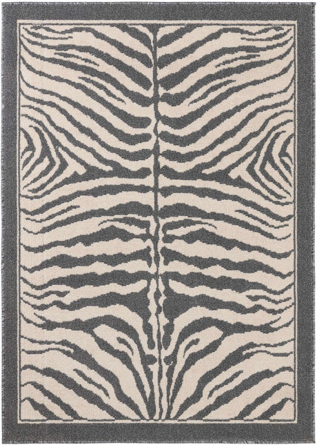 Gray and Ivory 4' 1 x 6' 1 Wildlife Rectangle Area Rug Animal Print Safari Jungle Inspired Carpet for Unique Modern Interior Design for Sale at Rug Engine