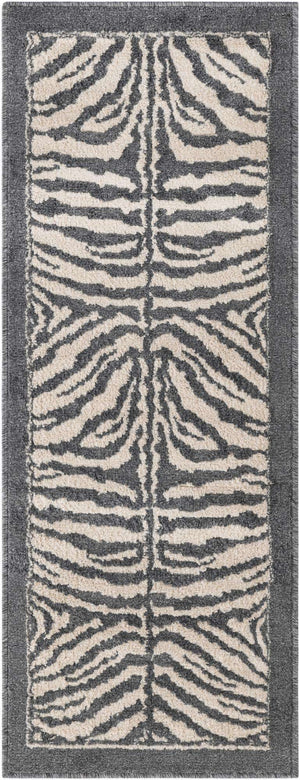 Gray and Ivory 2' x 5' 1 Wildlife Runner Area Rug Animal Print Safari Jungle Inspired Carpet for Unique Modern Interior Design for Sale at Rug Engine