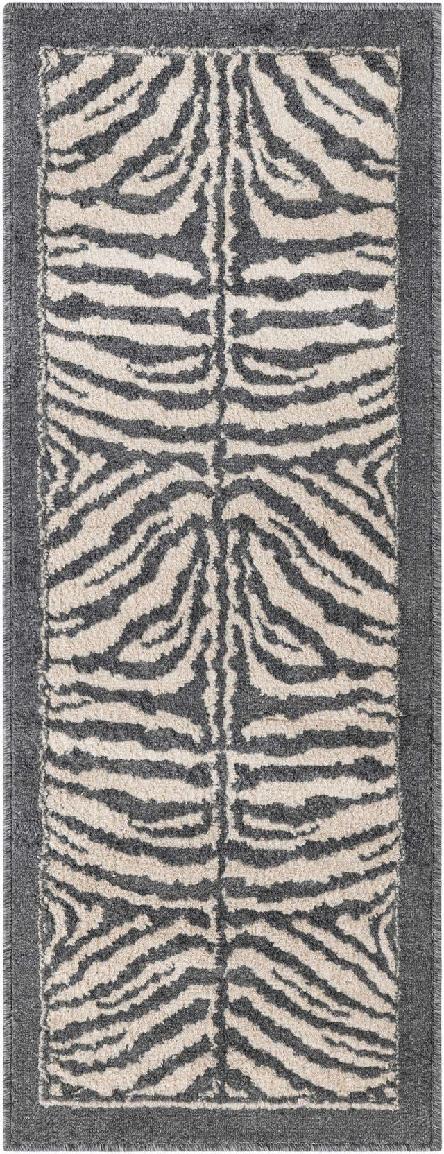 Gray and Ivory 2' x 5' 1 Wildlife Runner Area Rug Animal Print Safari Jungle Inspired Carpet for Unique Modern Interior Design for Sale at Rug Engine