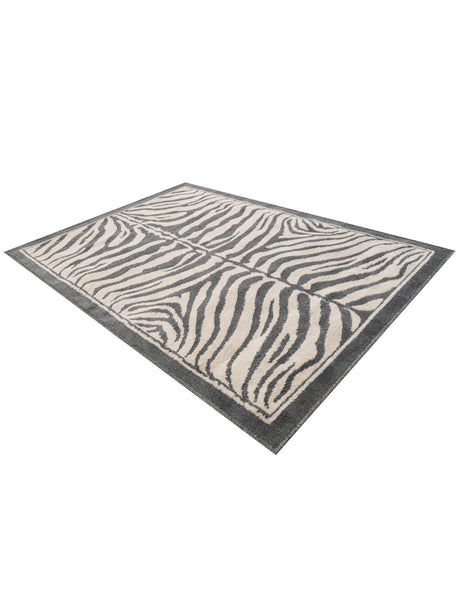 Gray and Ivory 5' 1 x 7' 1 Wildlife Rectangle Area Rug Animal Print Safari Jungle Inspired Carpet for Unique Modern Interior Design for Sale at Rug Engine