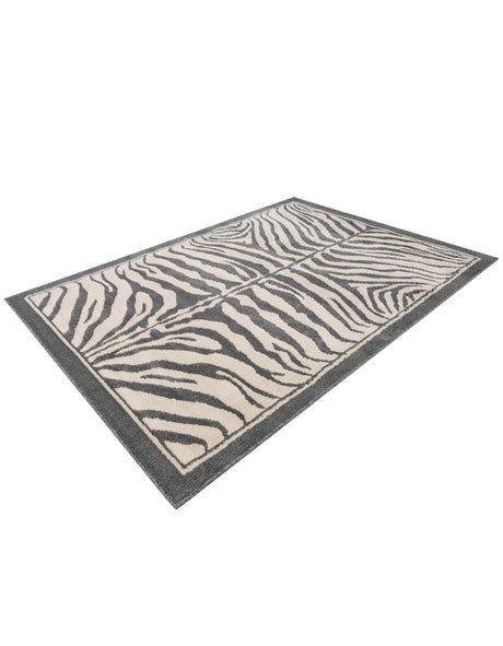 Gray and Ivory 5' 1 x 7' 1 Wildlife Rectangle Area Rug Animal Print Safari Jungle Inspired Carpet for Unique Modern Interior Design for Sale at Rug Engine