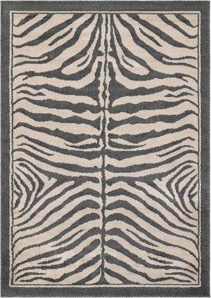 Gray and Ivory 5' 1 x 7' 1 Wildlife Rectangle Area Rug Animal Print Safari Jungle Inspired Carpet for Unique Modern Interior Design for Sale at Rug Engine