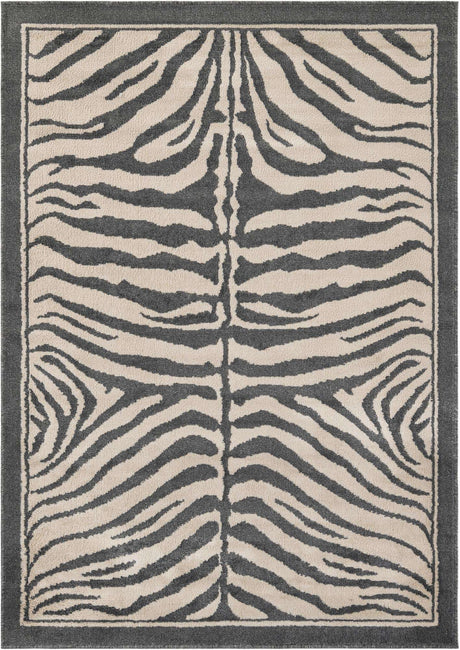 Gray and Ivory 5' 1 x 7' 1 Wildlife Rectangle Area Rug Animal Print Safari Jungle Inspired Carpet for Unique Modern Interior Design for Sale at Rug Engine