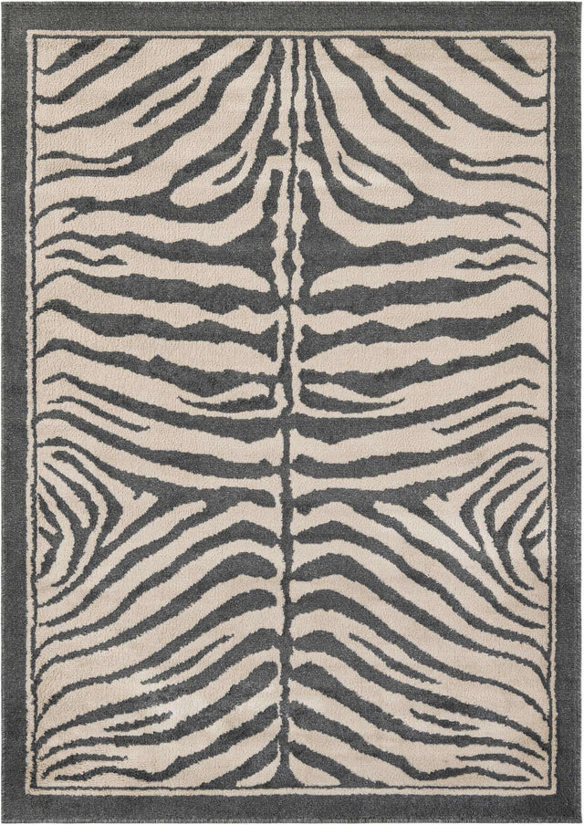 Gray and Ivory 5' 1 x 7' 1 Wildlife Rectangle Area Rug Animal Print Safari Jungle Inspired Carpet for Unique Modern Interior Design for Sale at Rug Engine