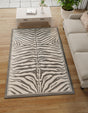 Gray and Ivory 10' x 14' 1 Wildlife Rectangle Area Rug Animal Print Safari Jungle Inspired Carpet for Unique Modern Interior Design for Sale at Rug Engine