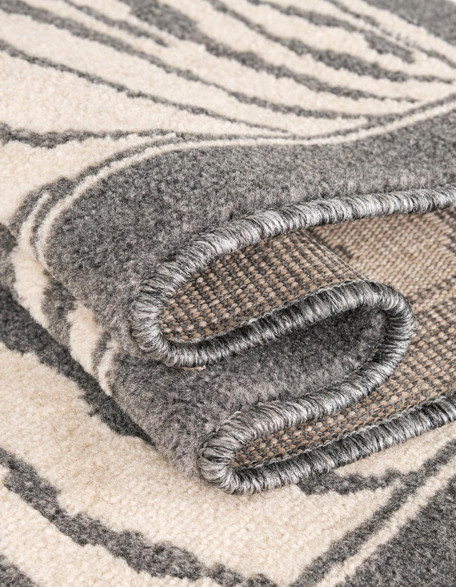 Gray and Ivory 5' 1 x 7' 1 Wildlife Rectangle Area Rug Animal Print Safari Jungle Inspired Carpet for Unique Modern Interior Design for Sale at Rug Engine