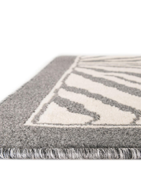 Gray and Ivory 2' x 8' Wildlife Runner Area Rug Animal Print Safari Jungle Inspired Carpet for Unique Modern Interior Design for Sale at Rug Engine