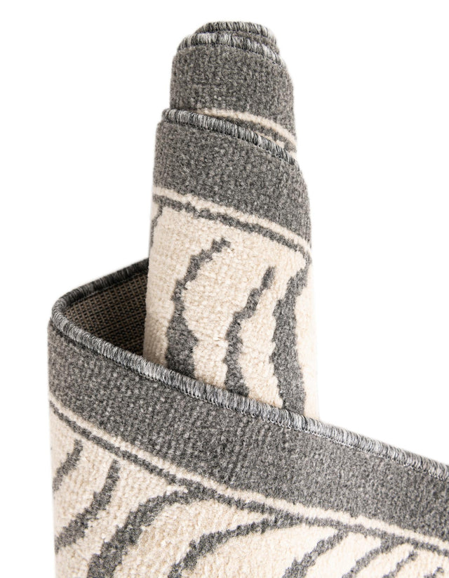 Gray and Ivory 2' 7 x 10' Wildlife Runner Area Rug Animal Print Safari Jungle Inspired Carpet for Unique Modern Interior Design for Sale at Rug Engine