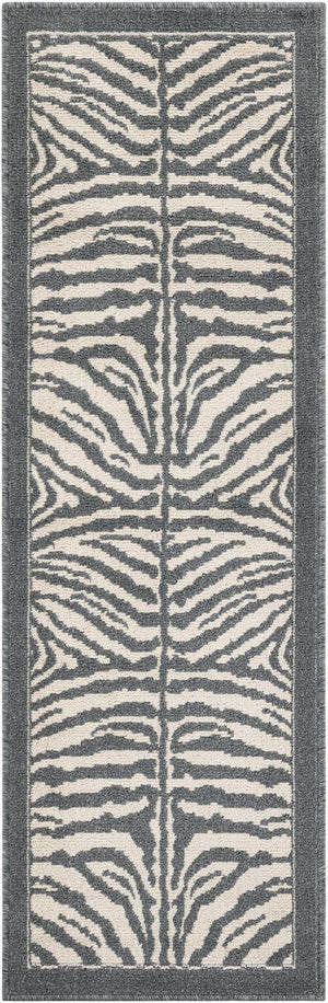 Gray and Ivory 2' x 6' 1 Wildlife Runner Area Rug Animal Print Safari Jungle Inspired Carpet for Unique Modern Interior Design for Sale at Rug Engine