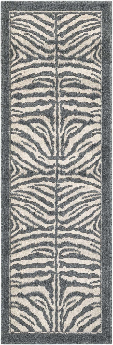 Gray and Ivory 2' x 6' 1 Wildlife Runner Area Rug Animal Print Safari Jungle Inspired Carpet for Unique Modern Interior Design for Sale at Rug Engine