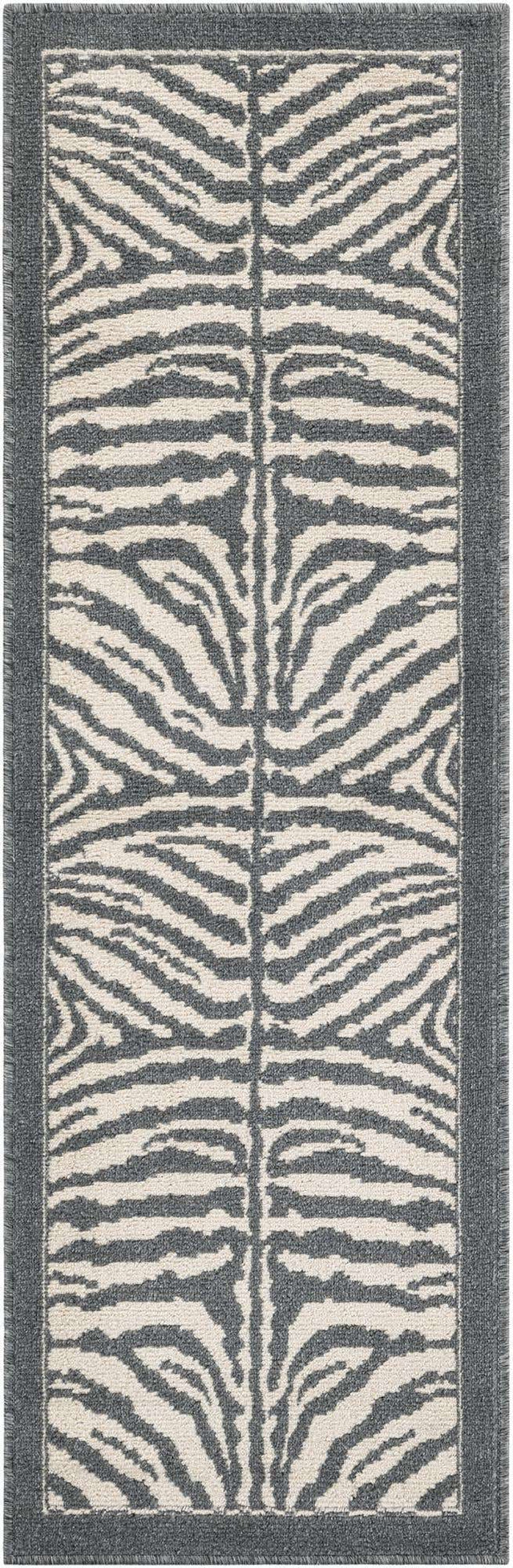 Gray and Ivory 2' x 6' 1 Wildlife Runner Area Rug Animal Print Safari Jungle Inspired Carpet for Unique Modern Interior Design for Sale at Rug Engine
