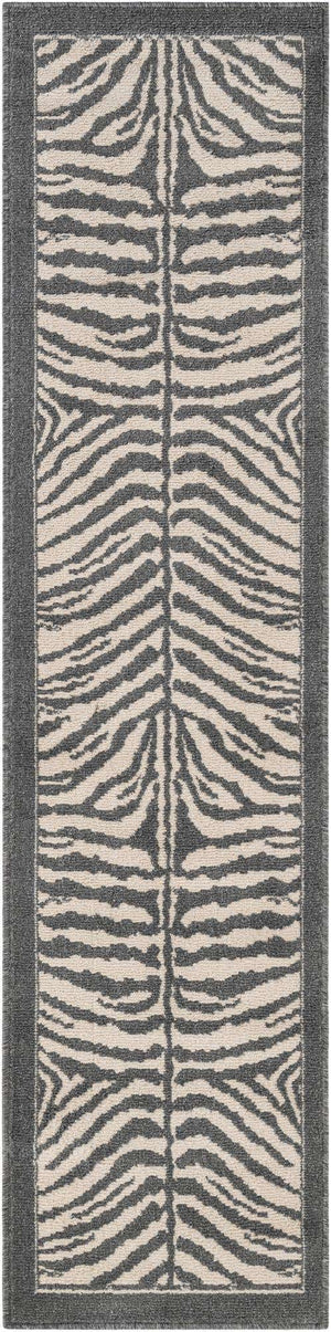 Gray and Ivory 2' x 8' Wildlife Runner Area Rug Animal Print Safari Jungle Inspired Carpet for Unique Modern Interior Design for Sale at Rug Engine