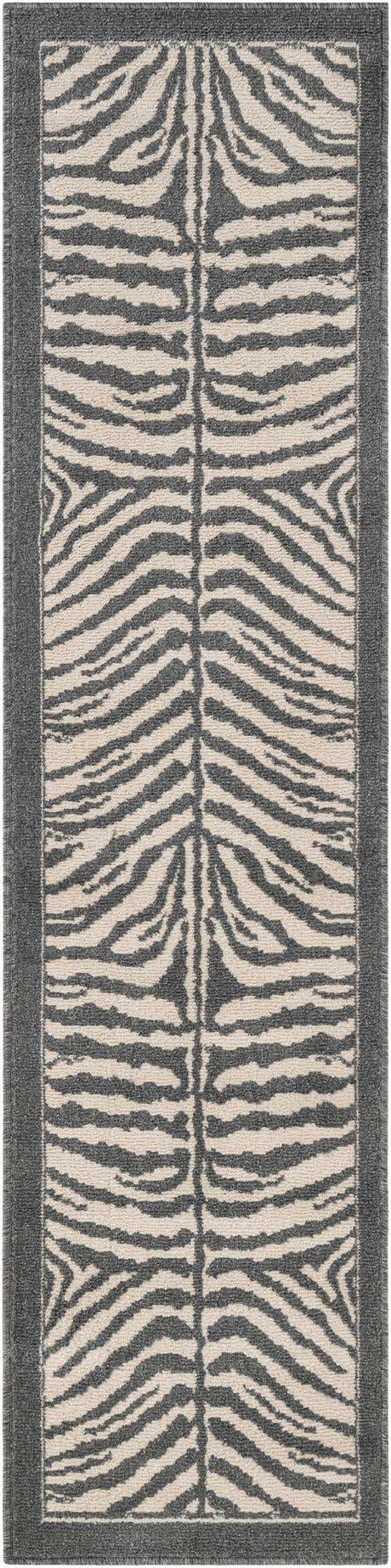 Gray and Ivory 2' x 8' Wildlife Runner Area Rug Animal Print Safari Jungle Inspired Carpet for Unique Modern Interior Design for Sale at Rug Engine