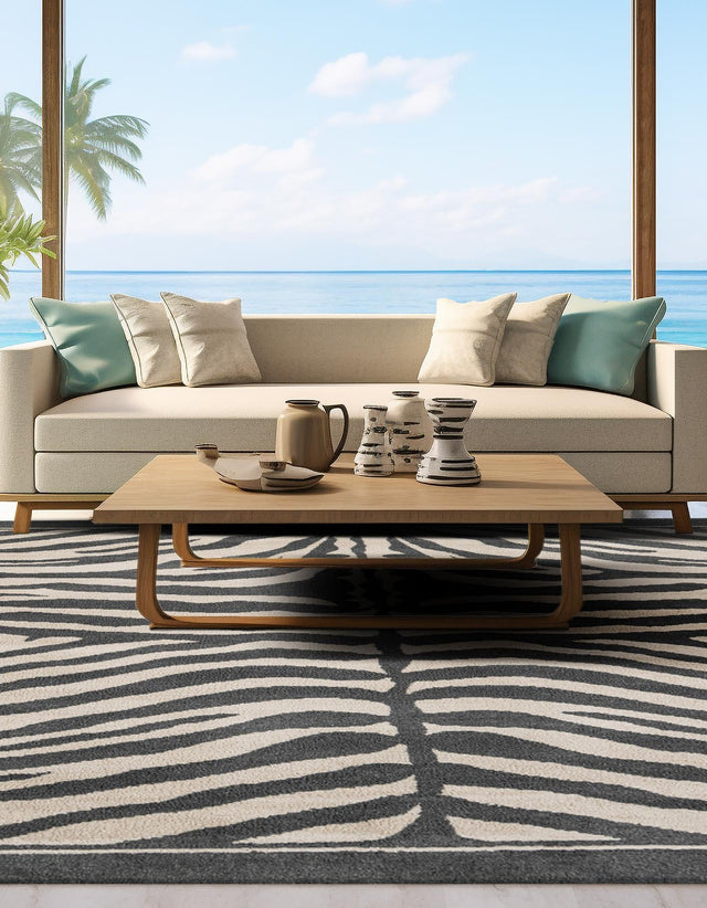 Gray and Ivory 10' x 10' Wildlife Square Area Rug Animal Print Safari Jungle Inspired Carpet for Unique Modern Interior Design for Sale at Rug Engine